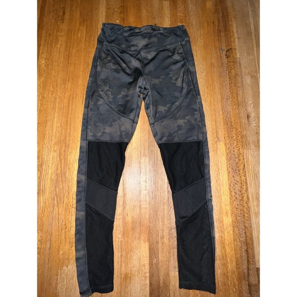 therapy Pants - Therapy Women Medium Black Gray Camo Mesh Panels Stretch Workout‎ Yoga Leggings